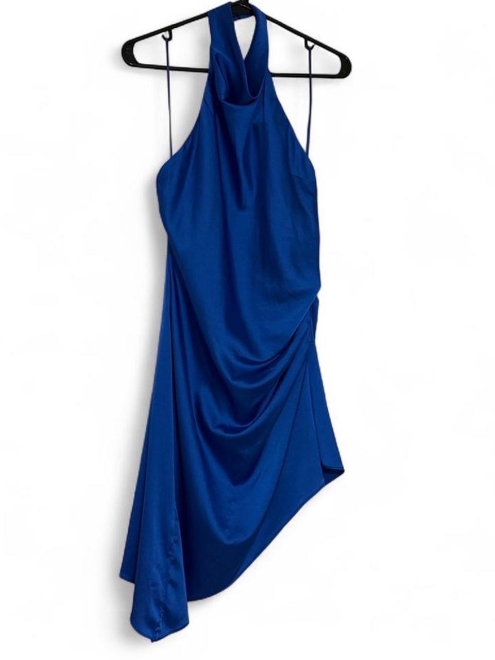 DO+BE Royal Blue Halter Asymmetrical Satin Dress